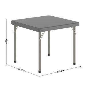 English Elm Paige Kid's Folding Table – Durable, Lightweight Design with Locking Legs for Safe Use Anywhere Granite Gray 24" Square RB-2424-KID-GY-GG