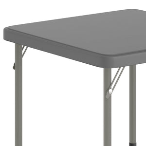 English Elm Paige Kid's Folding Table – Durable, Lightweight Design with Locking Legs for Safe Use Anywhere Granite Gray 24" Square RB-2424-KID-GY-GG