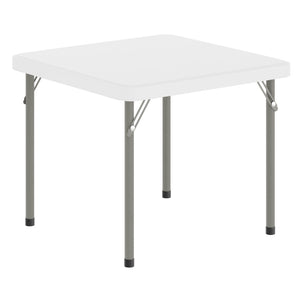 English Elm Paige Kid's Folding Table – Durable, Lightweight Design with Locking Legs for Safe Use Anywhere Granite White 24" Square RB-2424-KID-WH-GG