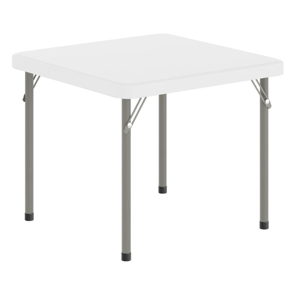 English Elm Paige Kid's Folding Table – Durable, Lightweight Design with Locking Legs for Safe Use Anywhere Granite White 24" Square RB-2424-KID-WH-GG
