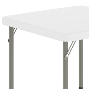 English Elm Paige Kid's Folding Table – Durable, Lightweight Design with Locking Legs for Safe Use Anywhere Granite White 24" Square RB-2424-KID-WH-GG