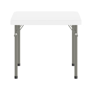 English Elm Paige Kid's Folding Table – Durable, Lightweight Design with Locking Legs for Safe Use Anywhere Granite White 24" Square RB-2424-KID-WH-GG