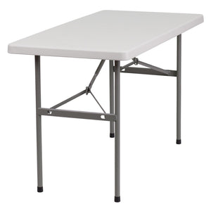 English Elm Kathryn 4-Foot Granite White Folding Table - Durable, Portable Design for Easy Entertaining & Storage RB-2448-GG