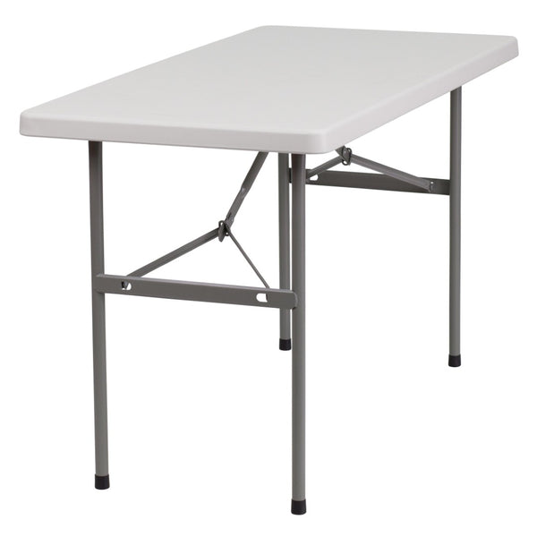 English Elm Kathryn 4-Foot Granite White Folding Table - Durable, Portable Design for Easy Entertaining & Storage RB-2448-GG