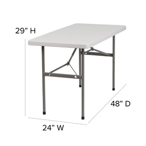 English Elm Kathryn 4-Foot Granite White Folding Table - Durable, Portable Design for Easy Entertaining & Storage RB-2448-GG