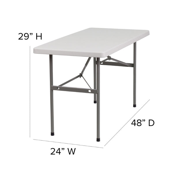 English Elm Kathryn 4-Foot Granite White Folding Table - Durable, Portable Design for Easy Entertaining & Storage RB-2448-GG