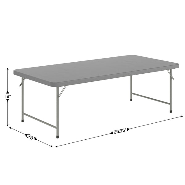 English Elm Paige Kid's Folding Table - Durable, Lightweight, Easy-Clean Activity Space for Classrooms & Playrooms Granite Gray 30"W x 60"L x 19"H RB-3060-KID-GY-GG