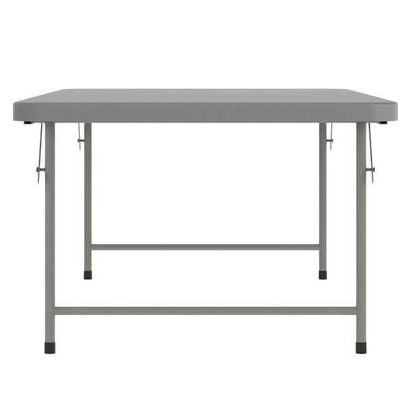 English Elm Paige Kid's Folding Table - Durable, Lightweight, Easy-Clean Activity Space for Classrooms & Playrooms Granite Gray 30"W x 60"L x 19"H RB-3060-KID-GY-GG