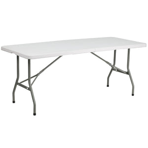 English Elm Kathryn 6-Foot Bi-Fold Folding Table: Durable, Portable & Stain-Resistant for Events & Home Use RB-3072FH-GG