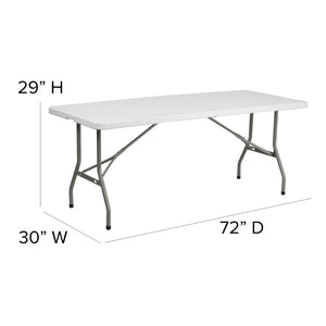 English Elm Kathryn 6-Foot Bi-Fold Folding Table: Durable, Portable & Stain-Resistant for Events & Home Use RB-3072FH-GG