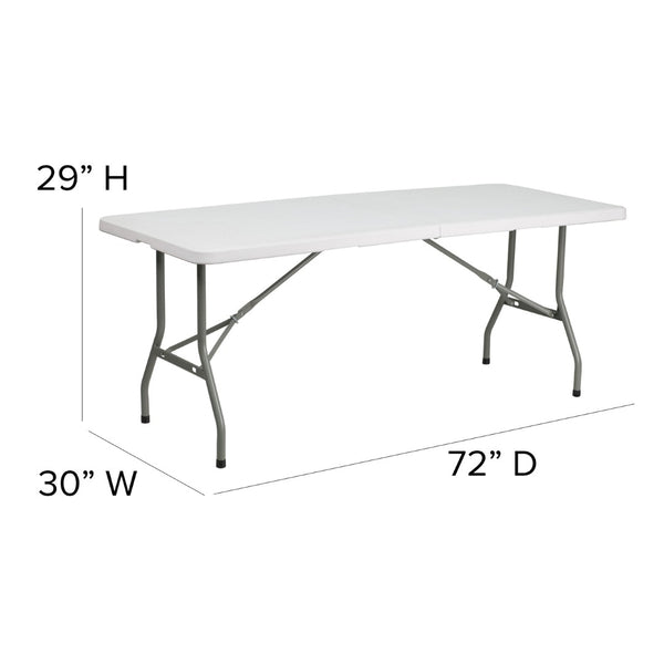 English Elm Kathryn 6-Foot Bi-Fold Folding Table: Durable, Portable & Stain-Resistant for Events & Home Use RB-3072FH-GG