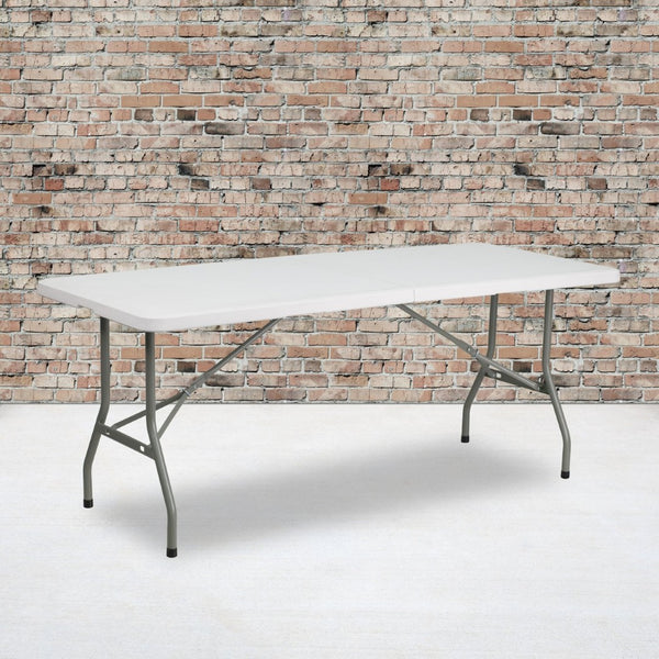 English Elm Kathryn 6-Foot Bi-Fold Folding Table: Durable, Portable & Stain-Resistant for Events & Home Use RB-3072FH-GG