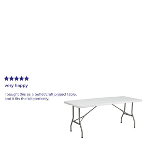 English Elm Kathryn 6-Foot Bi-Fold Folding Table: Durable, Portable & Stain-Resistant for Events & Home Use RB-3072FH-GG