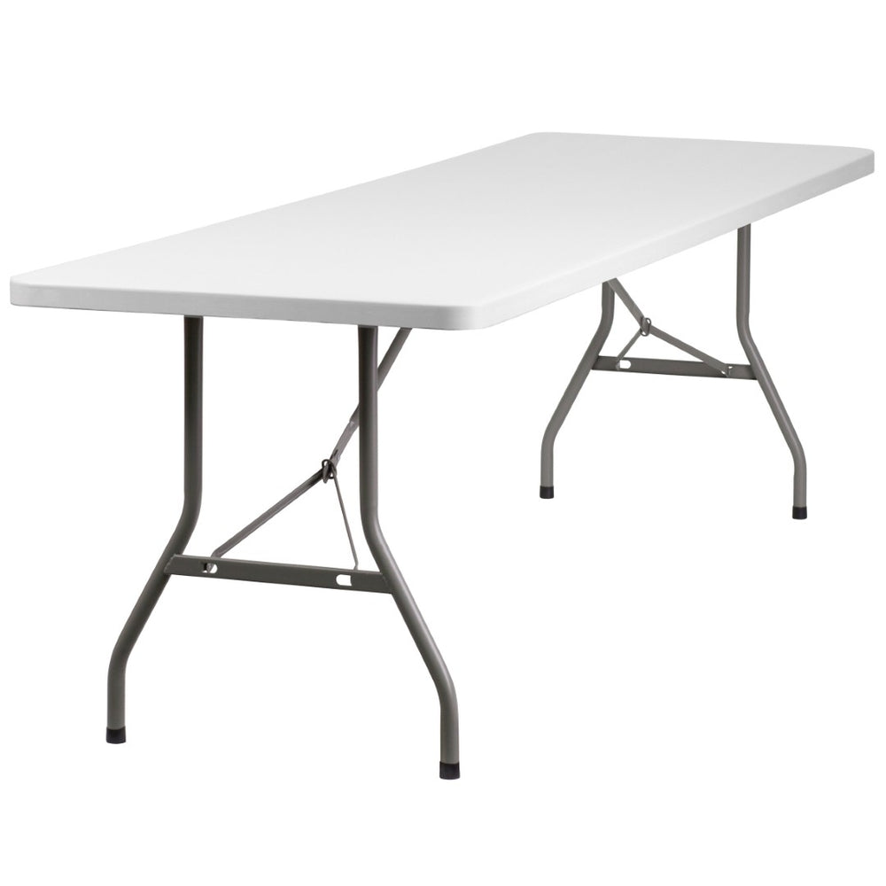 English Elm Kathryn 8-Foot Folding Table - Durable Granite White Surface, Perfect for Events, Indoor & Outdoor Use RB-3096-GG