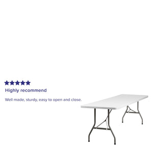 English Elm Kathryn 8-Foot Folding Table - Durable Granite White Surface, Perfect for Events, Indoor & Outdoor Use RB-3096-GG