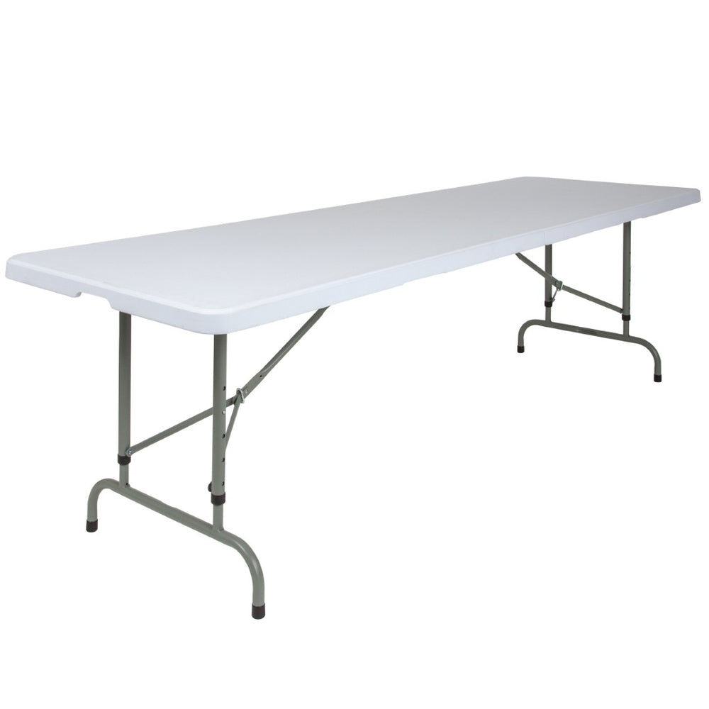 English Elm Kathryn 8-Foot Adjustable Folding Table - Durable Granite White Design for Events & Gatherings RB-3096ADJ-GG