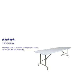 English Elm Kathryn 8-Foot Adjustable Folding Table - Durable Granite White Design for Events & Gatherings RB-3096ADJ-GG