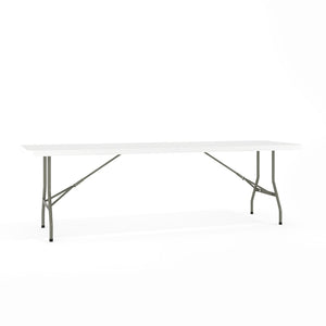 English Elm Kathryn 8-Foot Bi-Fold Folding Table - Durable Granite White Design for Events, Easy Transport & Storage RB-3096FH-GG