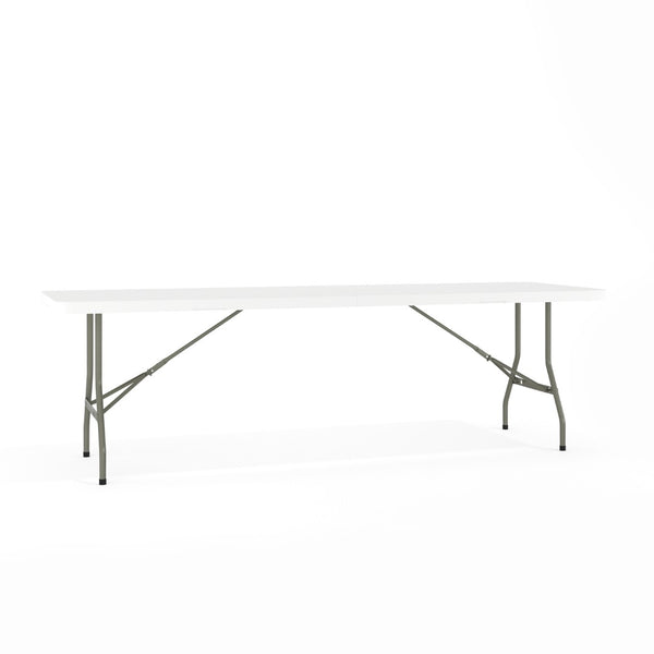 English Elm Kathryn 8-Foot Bi-Fold Folding Table - Durable Granite White Design for Events, Easy Transport & Storage RB-3096FH-GG