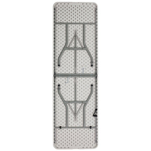 English Elm Kathryn 8-Foot Bi-Fold Folding Table - Durable Granite White Design for Events, Easy Transport & Storage RB-3096FH-GG