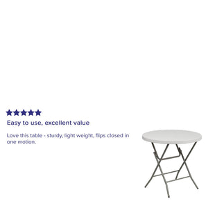 English Elm Kathryn 2.63-Foot Round Compact Folding Table - Durable, Lightweight Design for Indoor & Outdoor Use RB-32R-GW-GG