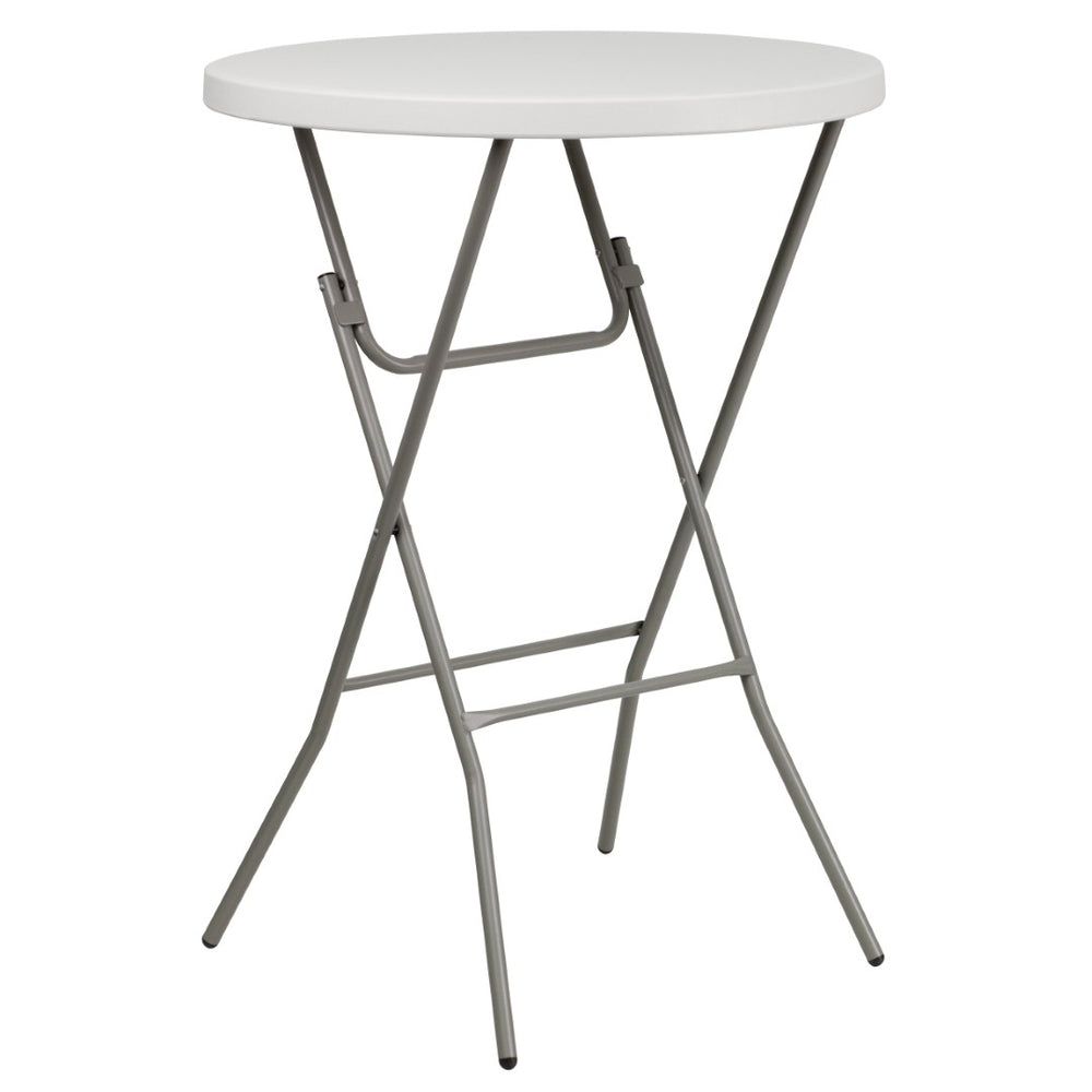 English Elm Kathryn Bar Height Folding Table – 2.63-Foot Round Granite White Design for Events & Parties RB-32RB-BAR-GW-GG