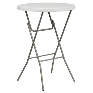 English Elm Kathryn Bar Height Folding Table – 2.63-Foot Round Granite White Design for Events & Parties RB-32RB-BAR-GW-GG