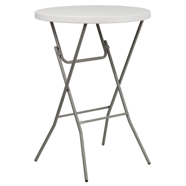 English Elm Kathryn Bar Height Folding Table – 2.63-Foot Round Granite White Design for Events & Parties RB-32RB-BAR-GW-GG