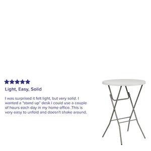 English Elm Kathryn Bar Height Folding Table – 2.63-Foot Round Granite White Design for Events & Parties RB-32RB-BAR-GW-GG