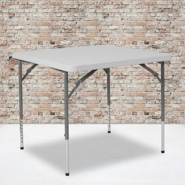 English Elm Kathryn Height Adjustable 2.79-Foot Square Folding Table - Versatile, Durable, and Easy to Store! RB-3434ADJ-GG