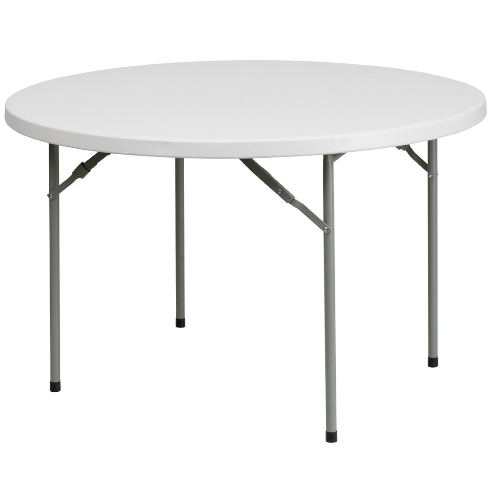 English Elm Kathryn 48-Inch Round Folding Table - Granite White, Durable & Lightweight for Events & Gatherings RB-48R-GG
