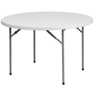 English Elm Kathryn 48-Inch Round Folding Table - Granite White, Durable & Lightweight for Events & Gatherings RB-48R-GG