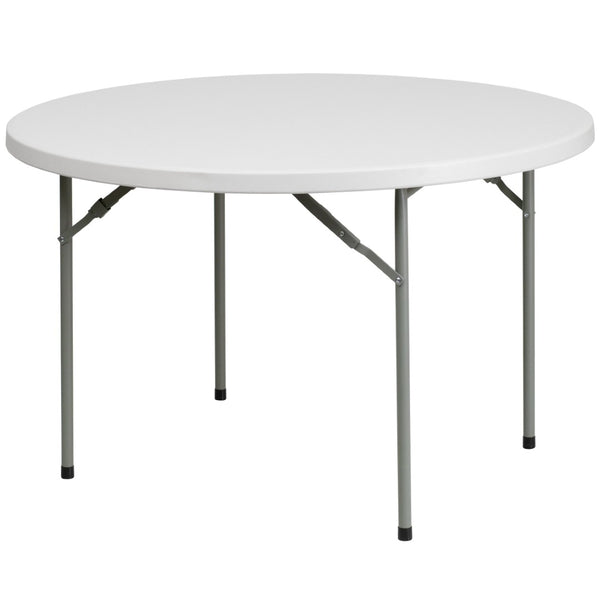English Elm Kathryn 48-Inch Round Folding Table - Granite White, Durable & Lightweight for Events & Gatherings RB-48R-GG