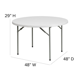 English Elm Kathryn 48-Inch Round Folding Table - Granite White, Durable & Lightweight for Events & Gatherings RB-48R-GG