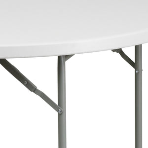 English Elm Kathryn 48-Inch Round Folding Table - Granite White, Durable & Lightweight for Events & Gatherings RB-48R-GG