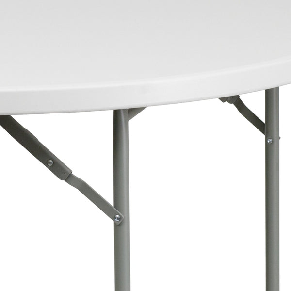 English Elm Kathryn 48-Inch Round Folding Table - Granite White, Durable & Lightweight for Events & Gatherings RB-48R-GG