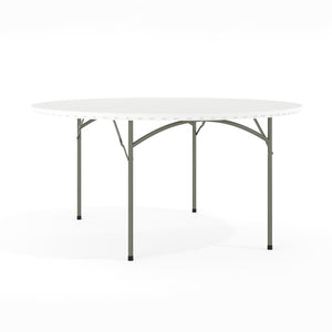 English Elm Kathryn 5-Foot Round Folding Table - Elegant Granite White Design, Durable for Events & Easy Storage RB-60R-GG