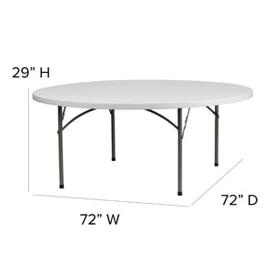 English Elm Kathryn 6-Foot Round Granite White Folding Table - Durable, Elegant, Perfect for Events & Storage! RB-72R-GG