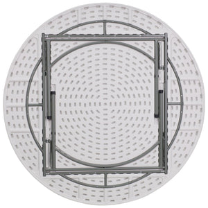 English Elm Kathryn 6-Foot Round Granite White Folding Table - Durable, Elegant, Perfect for Events & Storage! RB-72R-GG