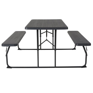 English Elm Insta-Fold Folding Picnic Table and Benches Set - Perfect for Outdoor Gatherings and Easy Storage Charcoal 53.75"W x 27.5"L x 17.5-28.25"H RB-EBB-1470FD-GG