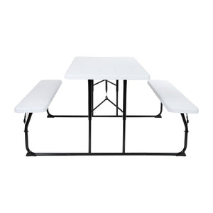 English Elm Insta-Fold Folding Picnic Table and Benches Set - Perfect for Outdoor Gatherings and Easy Storage White 53.75"W x 27.5"L x 17.5-28.25"H RB-EBB-1470FD-WH-GG