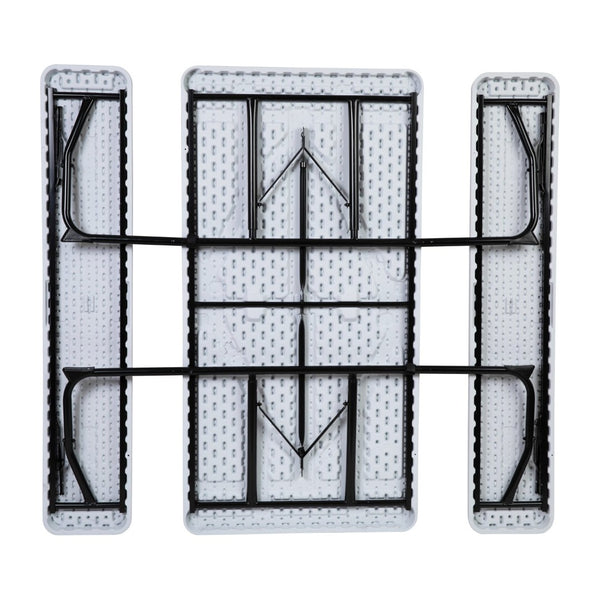 English Elm Insta-Fold Folding Picnic Table and Benches Set - Perfect for Outdoor Gatherings and Easy Storage White 53.75"W x 27.5"L x 17.5-28.25"H RB-EBB-1470FD-WH-GG