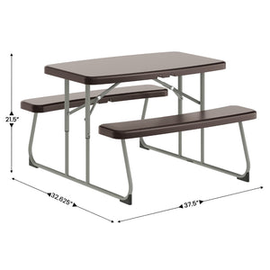 English Elm Paige Easy-Fold Folding Plastic Kids Picnic Table and Benches - Safe, Durable, No Assembly Required Brown RB-EBB-2432FD2-BR-GG