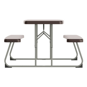 English Elm Paige Easy-Fold Folding Plastic Kids Picnic Table and Benches - Safe, Durable, No Assembly Required Brown RB-EBB-2432FD2-BR-GG