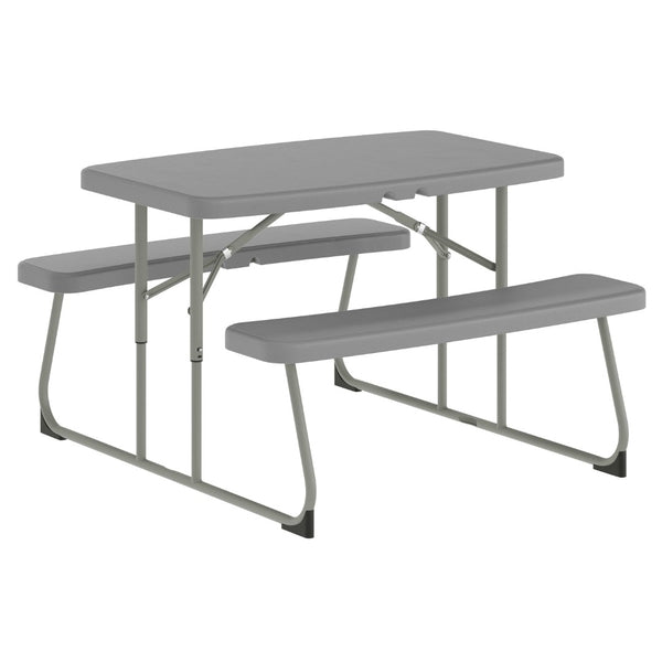 English Elm Paige Easy-Fold Folding Plastic Kids Picnic Table and Benches - Safe, Durable, No Assembly Required Gray RB-EBB-2432FD2-GY-GG