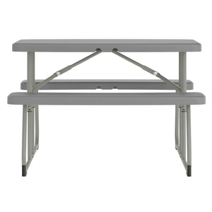 English Elm Paige Easy-Fold Folding Plastic Kids Picnic Table and Benches - Safe, Durable, No Assembly Required Gray RB-EBB-2432FD2-GY-GG