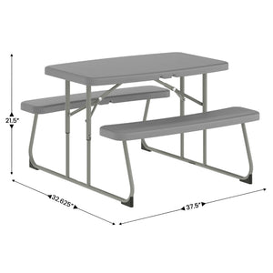 English Elm Paige Easy-Fold Folding Plastic Kids Picnic Table and Benches - Safe, Durable, No Assembly Required Gray RB-EBB-2432FD2-GY-GG