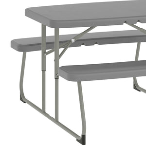English Elm Paige Easy-Fold Folding Plastic Kids Picnic Table and Benches - Safe, Durable, No Assembly Required Gray RB-EBB-2432FD2-GY-GG