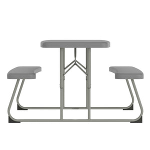 English Elm Paige Easy-Fold Folding Plastic Kids Picnic Table and Benches - Safe, Durable, No Assembly Required Gray RB-EBB-2432FD2-GY-GG