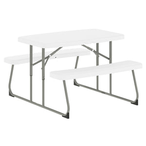 English Elm Paige Easy-Fold Folding Plastic Kids Picnic Table and Benches - Safe, Durable, No Assembly Required White RB-EBB-2432FD2-WH-GG